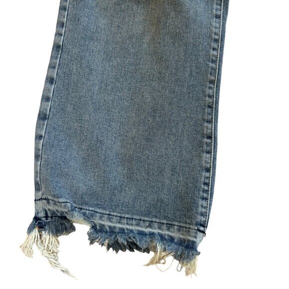 We The Free Jeans Sz 31 Distressed High Rise Free People Stretch Straight Leg - Picture 6 of 11